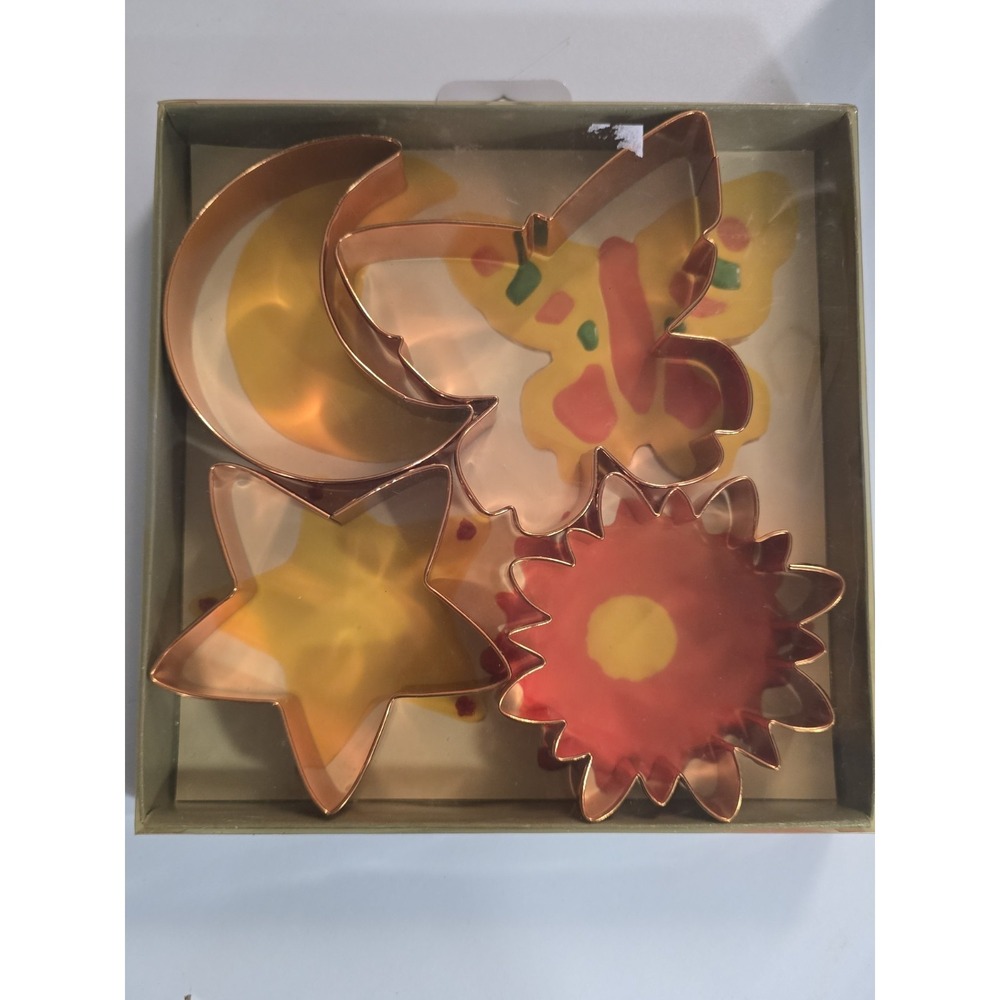 Faberware 4‎ Large 5" Cookie Cutters Moon Butterfly Star Flower Copper